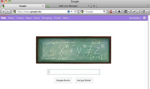 Google search page with pink top bar